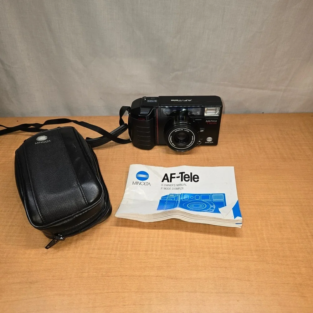 Vintage‎ Minolta AF-Tele Point & Shoot Film Camera 38-60mm Lens Auto Focus READ